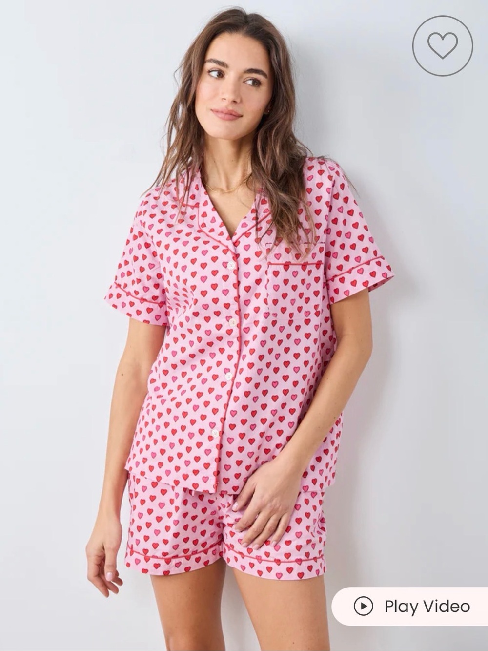 Printfresh Pink and White Mini Heart Short Pajama Set XL